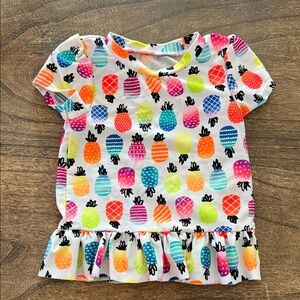 Cat & Jack White Rashguard with Multicolor Pineapple Print and Ruffle Hem